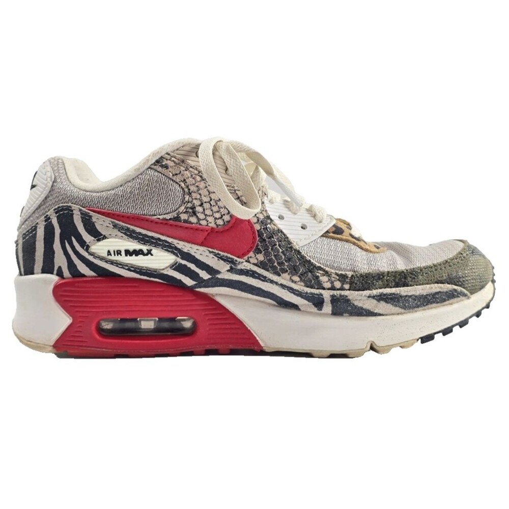 NIKE AIR MAX 90 USED SIZE 6.5Y TUNNEL WALK LIGHT IRON ORE RED BLACK DZ4839-001 - Picture 5 of 9